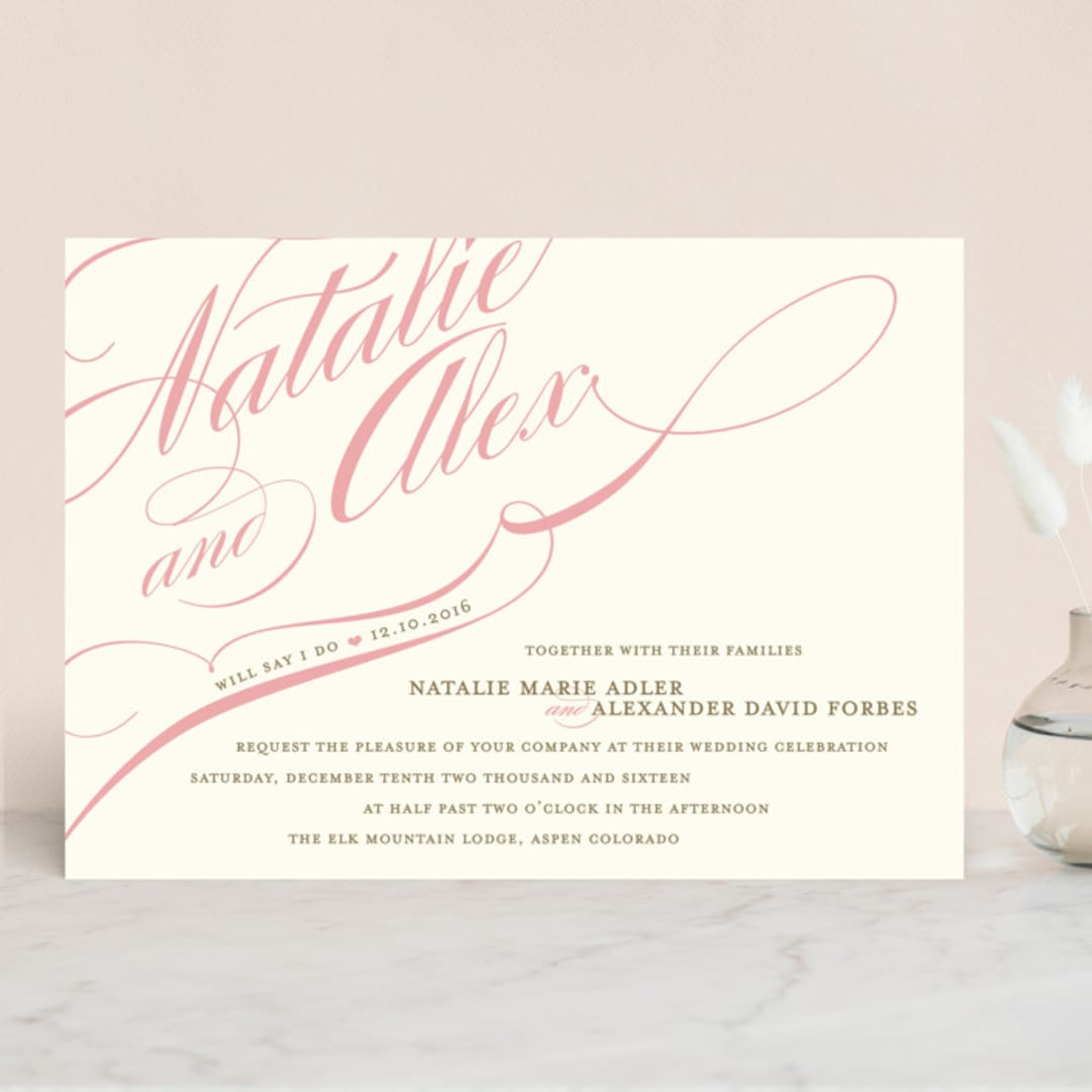 "Winter Flourish" - Wedding Invitations in Petal Pink by Annie Clark - Front