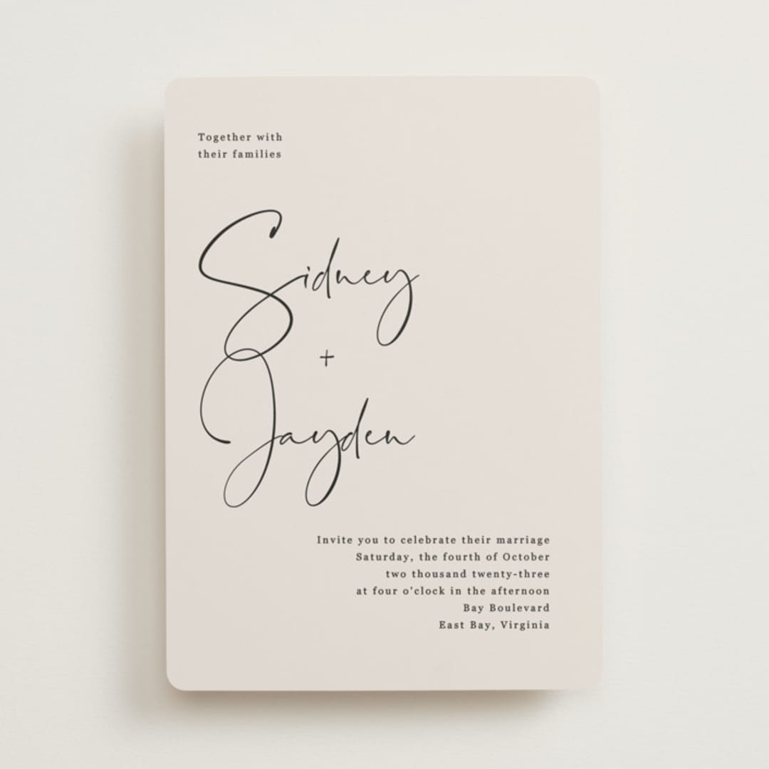 "stylist script" - Wedding Invitations in Ivory by Cass Loh - Front