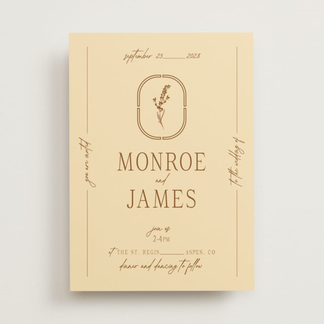 "Classic and Floral" - Wedding Invitations in Bark by Jen Ramsey - Front