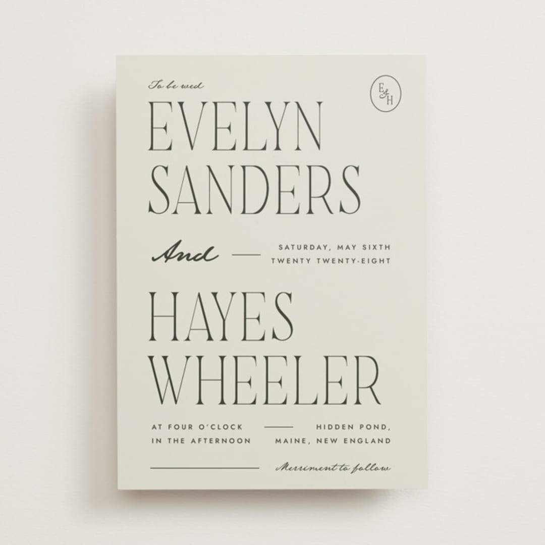 "Hayes" - Wedding Invitations in Forest by Blustery August - Front