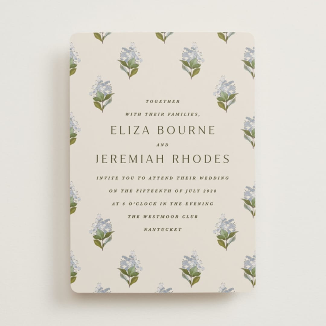 "Blockprint" - Wedding Invitations in Almond by Olivia Kanaley Inman - Front