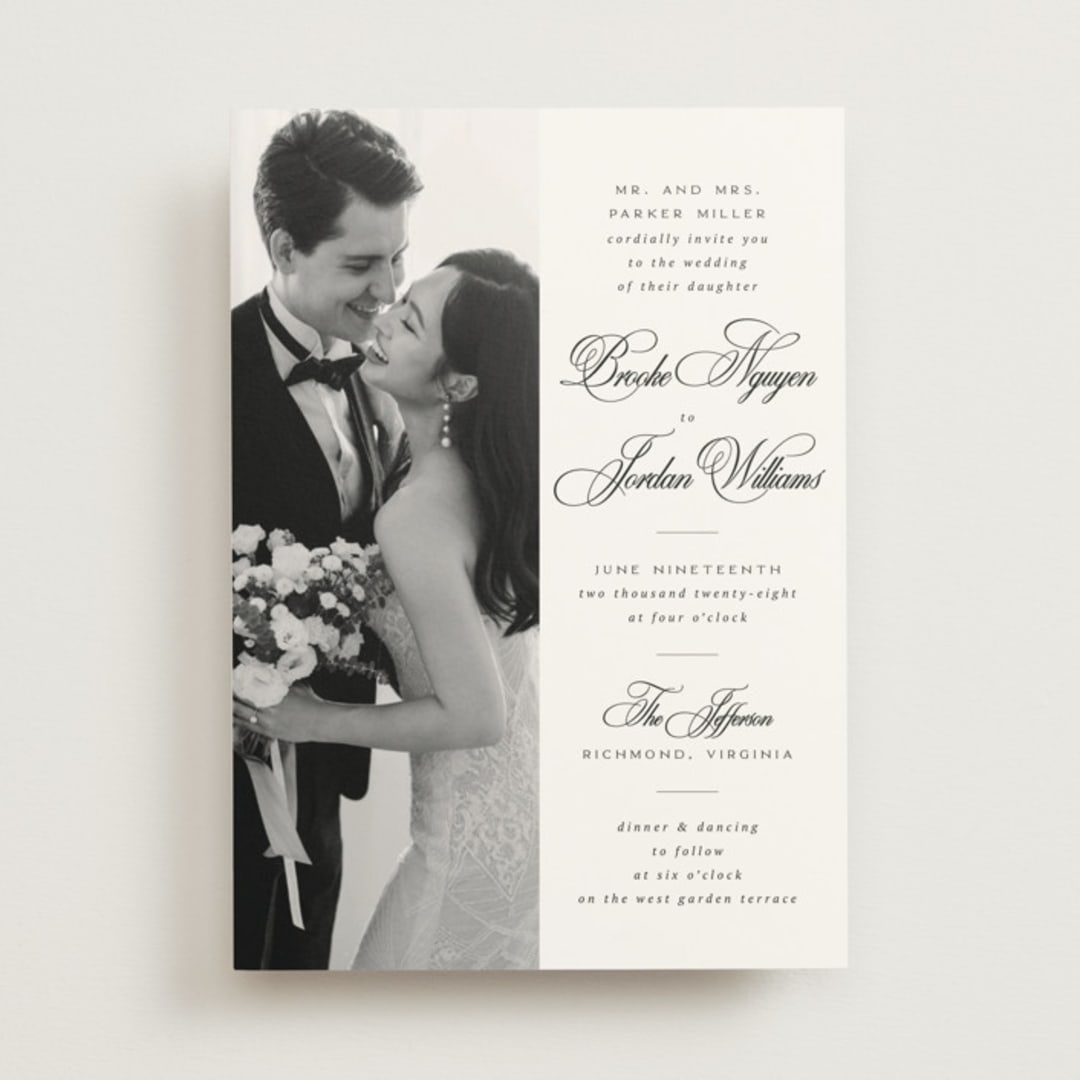 "Side by Side" - Wedding Invitations in Tuxedo by Orasie - Front