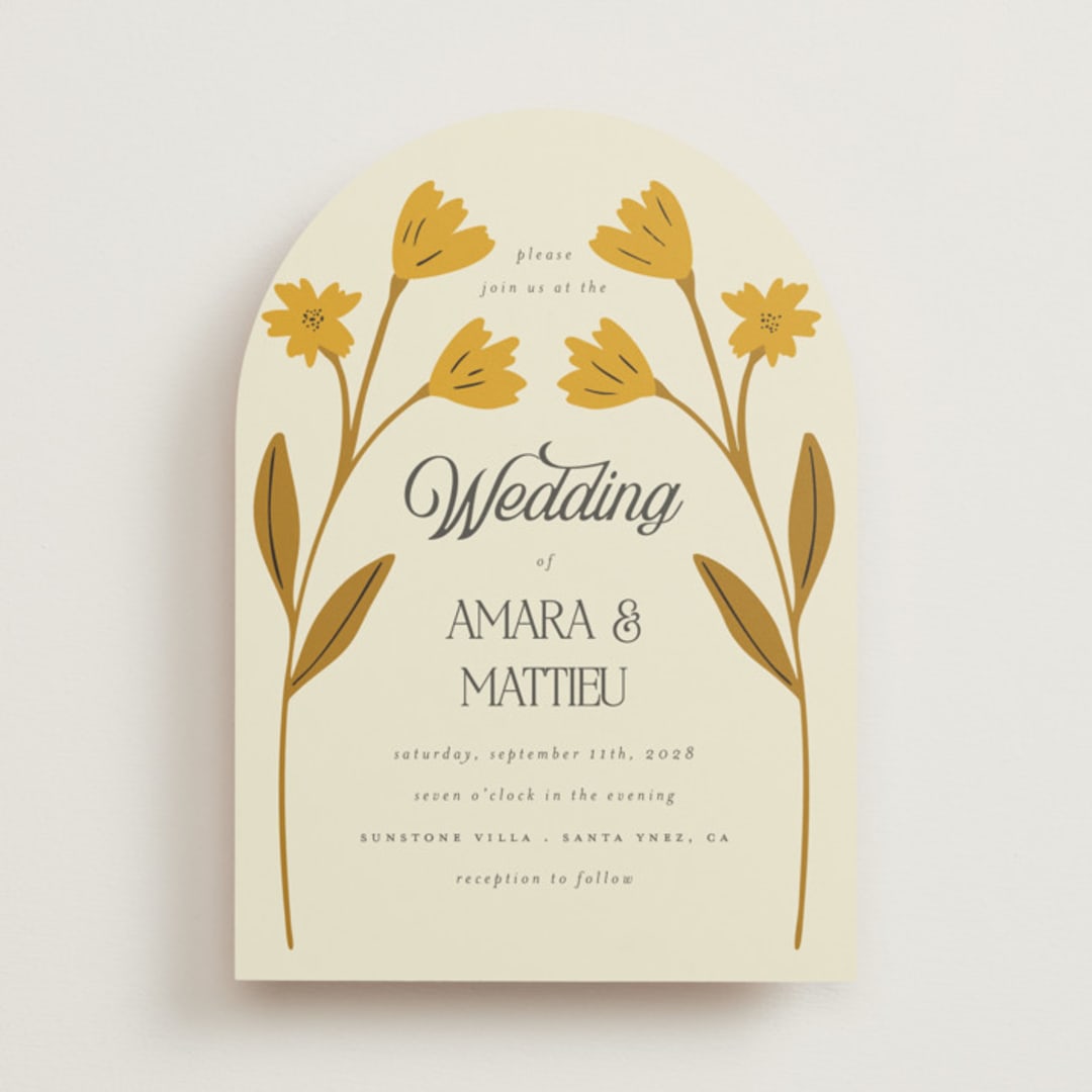"Vintage Wildflowers" - Wedding Invitations in Yolk by Morgan Kendall - Front
