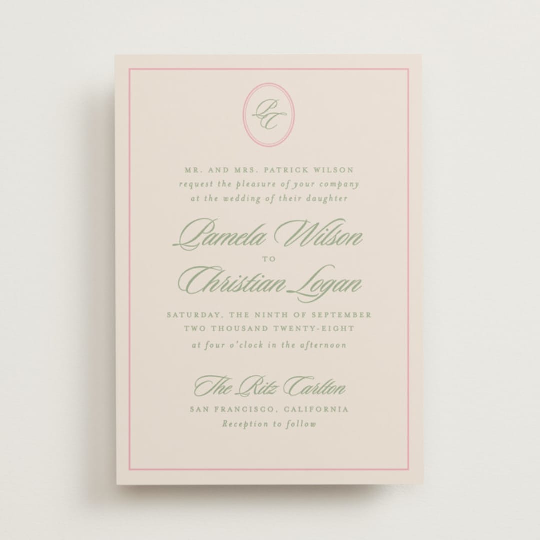 "Scripted" - Wedding Invitations in Peony by Creo Study - Front