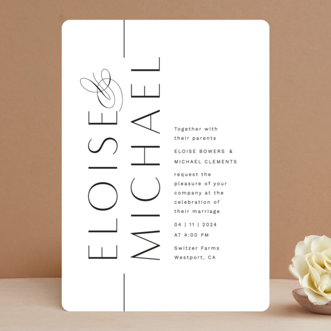 "Of Note" - Wedding Invitations in Pearl by Olivia Raufman - Front