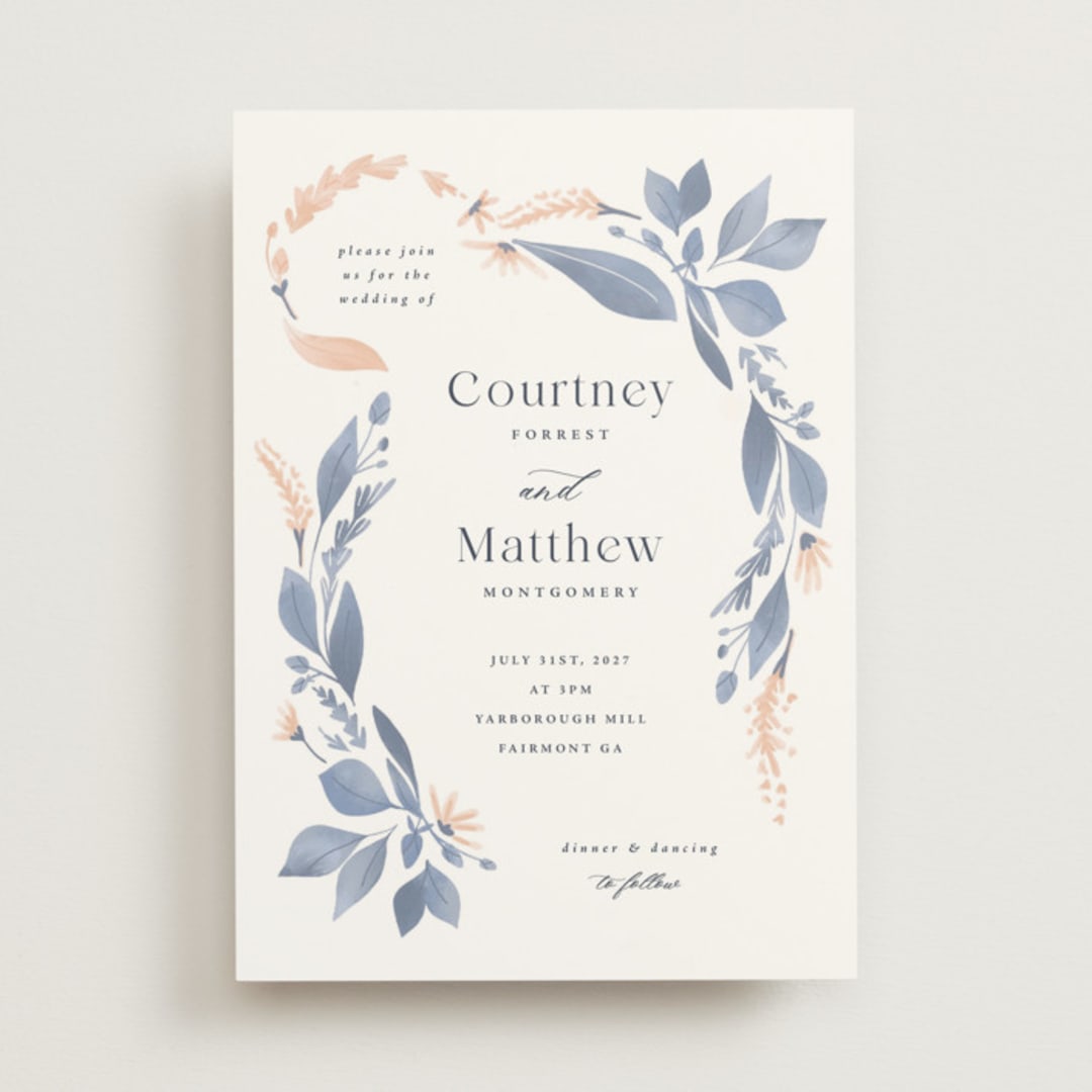"Cascading Floral" - Wedding Invitations in Lagoon by Corinne Malesic - Front