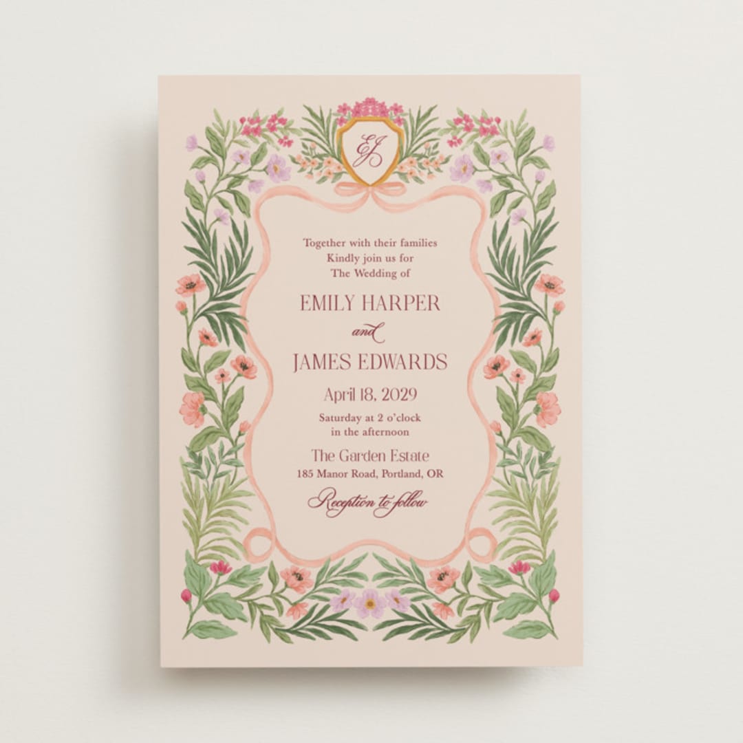 "Garden Heirloom" - Wedding Invitations in Peony by Elly - Front