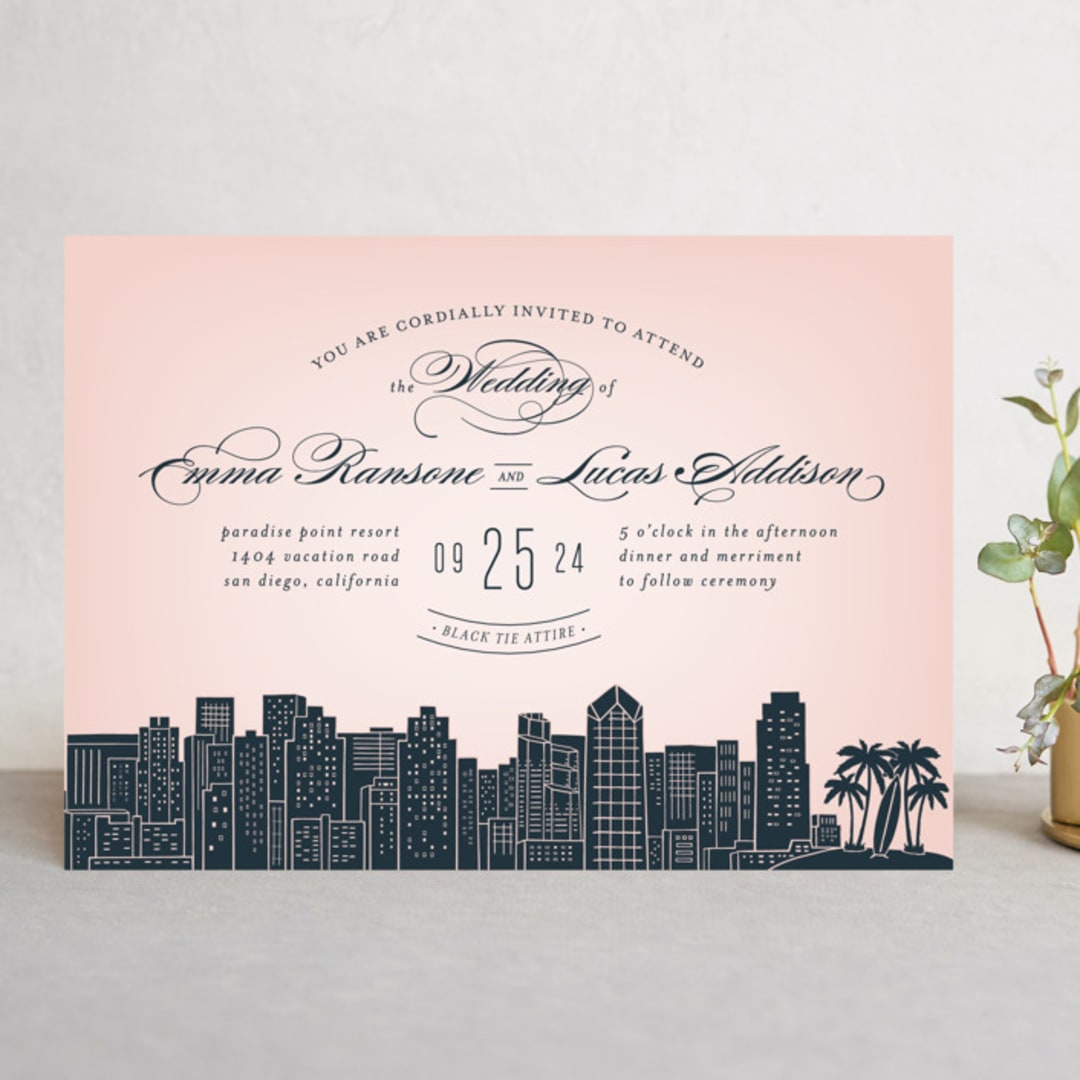 "Big City - San Diego" - Wedding Invitations in Blush by Hooray Creative - Front