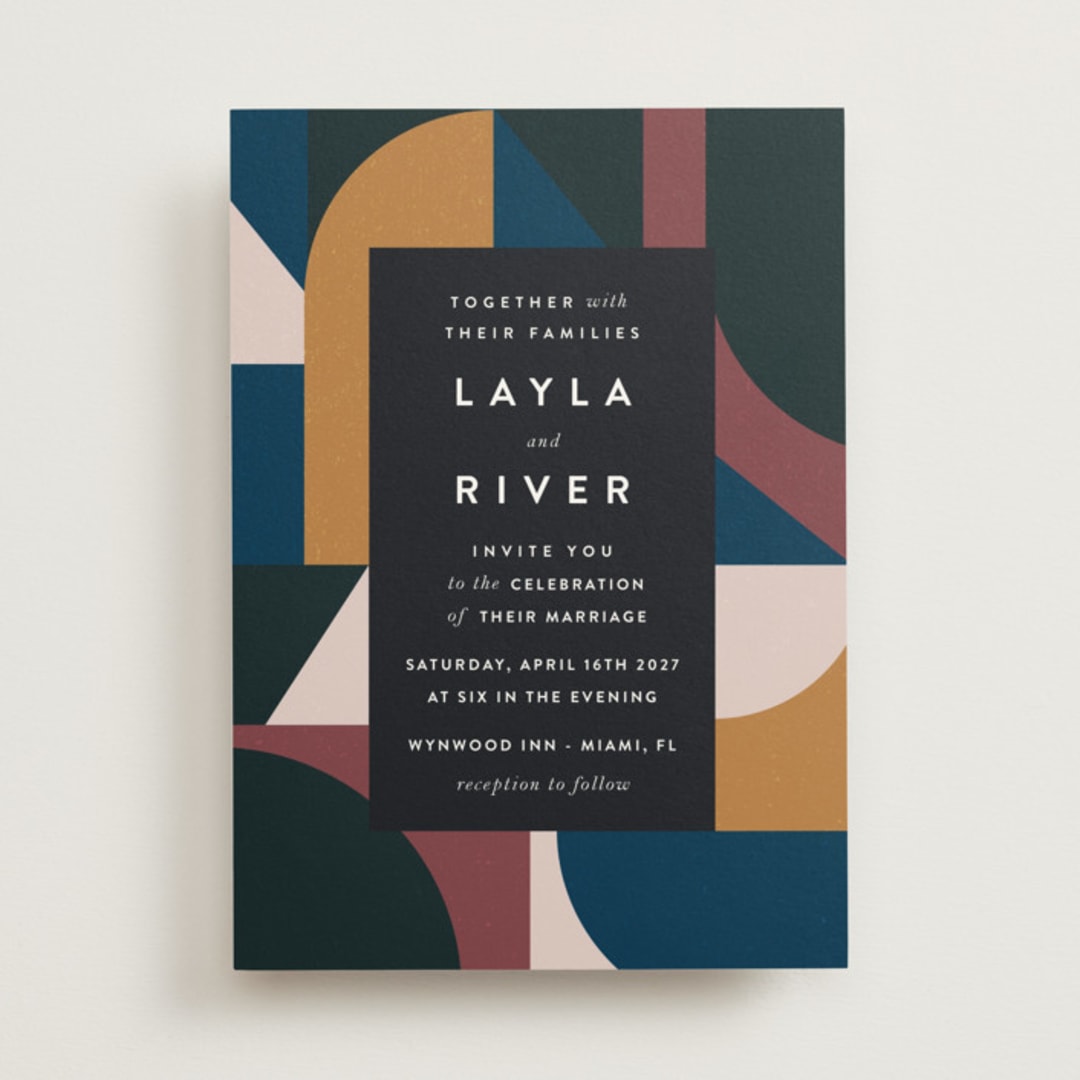 "Abstract Jewels" - Wedding Invitations in Noir by Maria Alou - Front