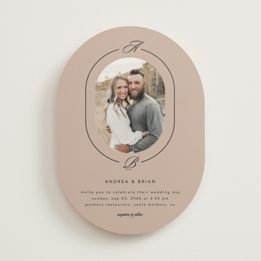 "Initials Circle Arch" - Wedding Invitations in Latte by FRANI - Front