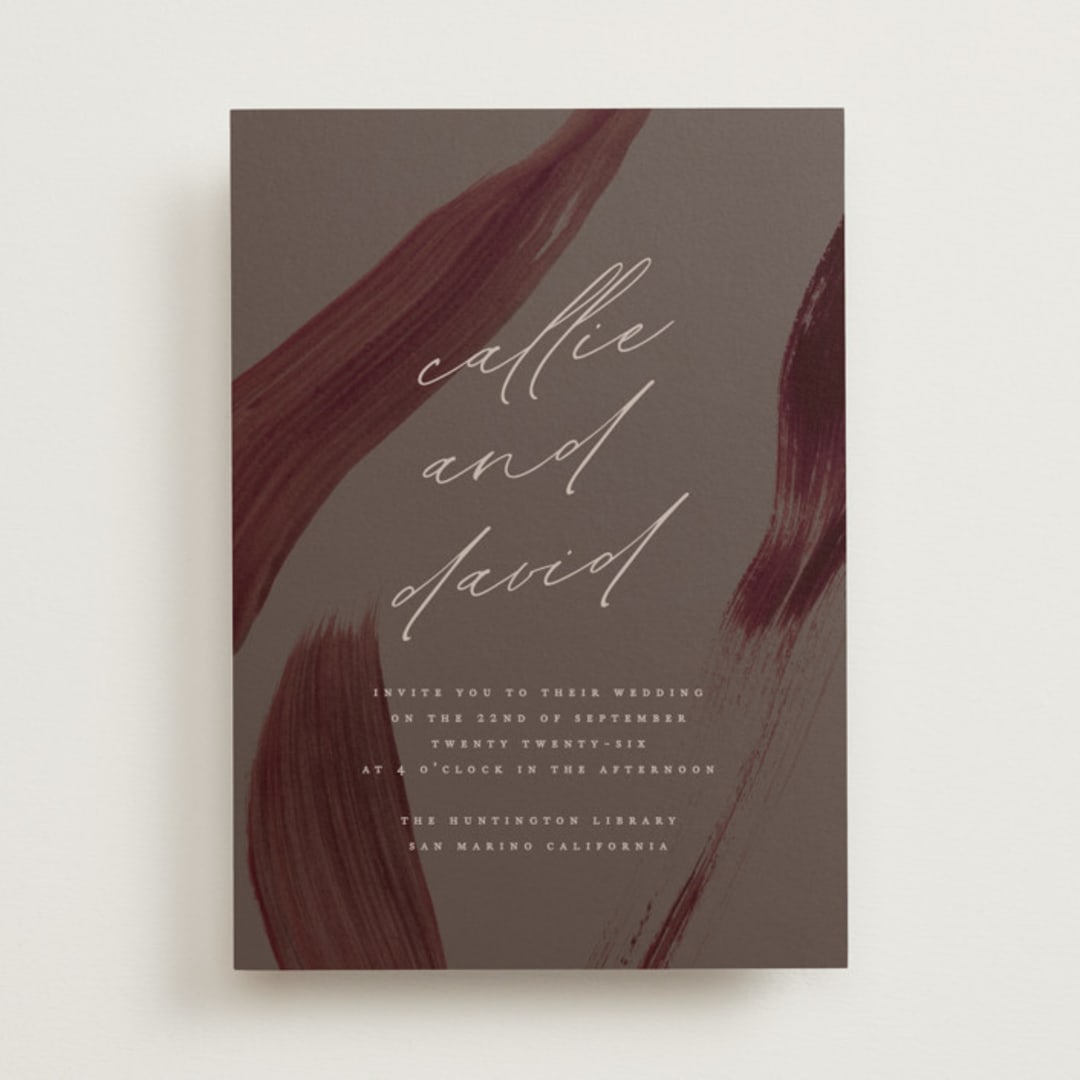 "Garnet" - Wedding Invitations in Walnut by Olivia Kanaley Inman - Front