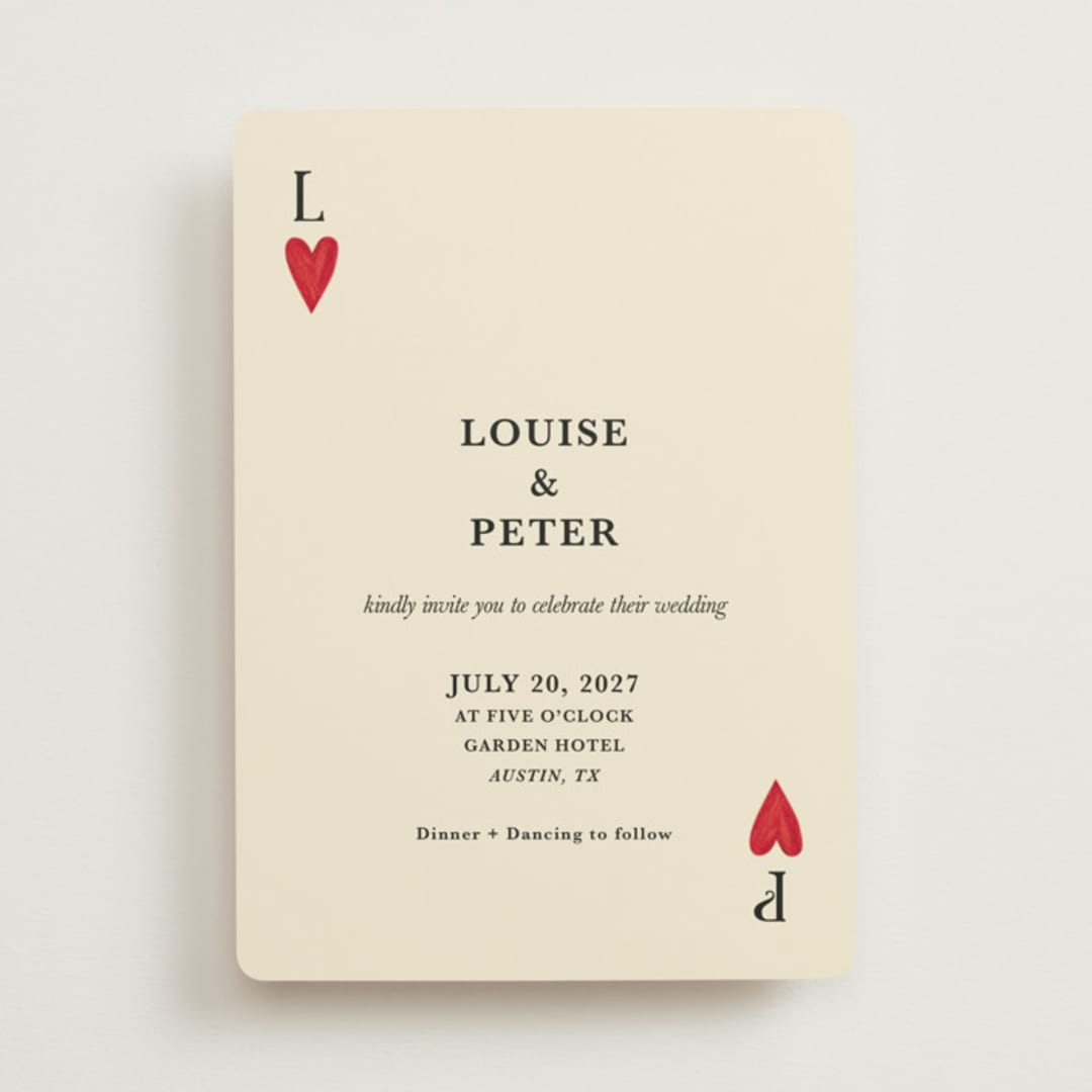 "Red Hearts" - Wedding Invitations in Champagne by Helena Vitto - Front