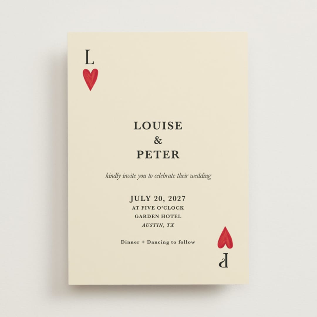 "Red Hearts" - Wedding Invitations in Champagne by Helena Vitto - Front