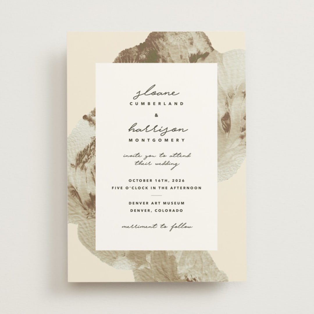 "Organic Elegance" - Wedding Invitations in Sand by Carrie Moradi - Front