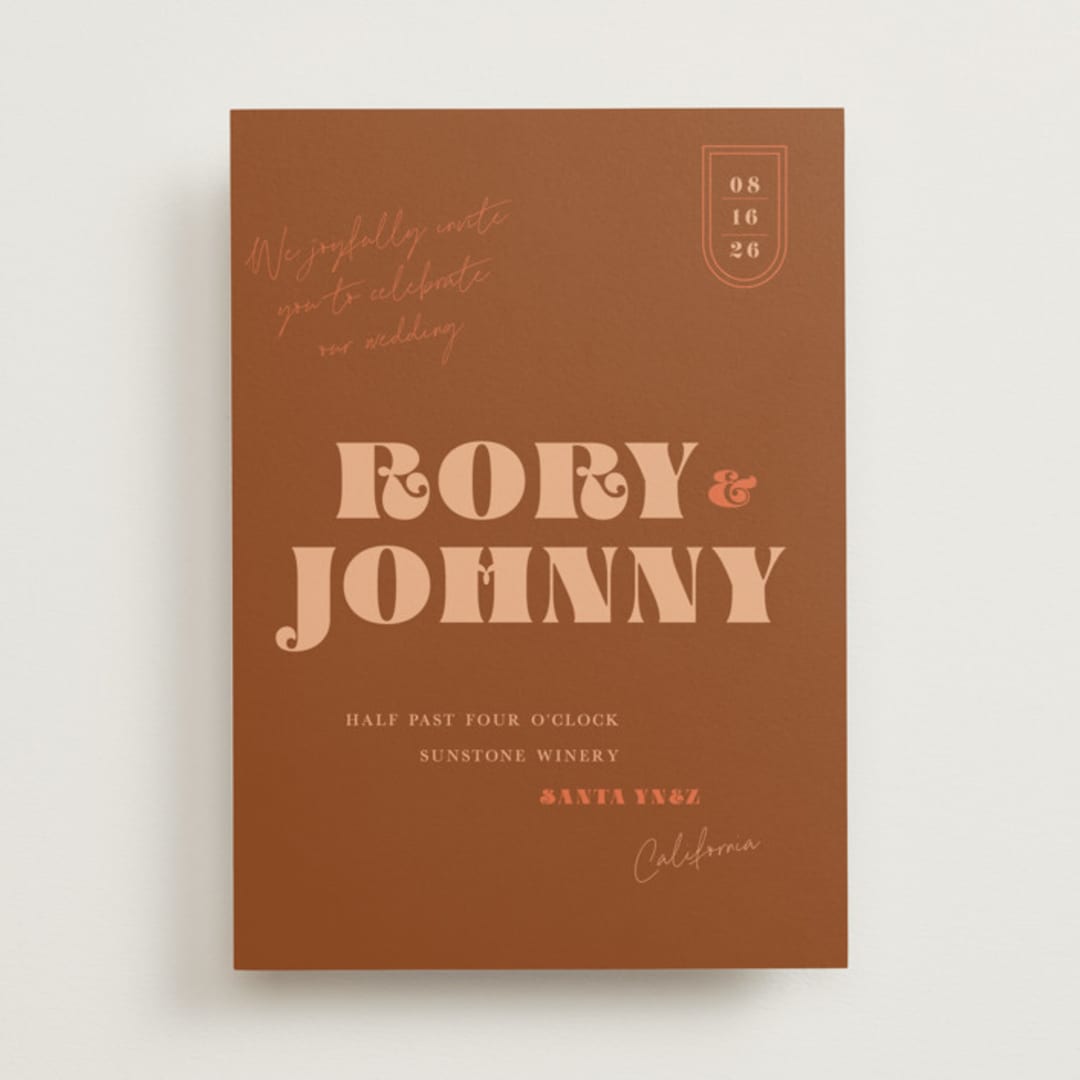 "Rory" - Wedding Invitations in Rust by Alaina Cherup - Front