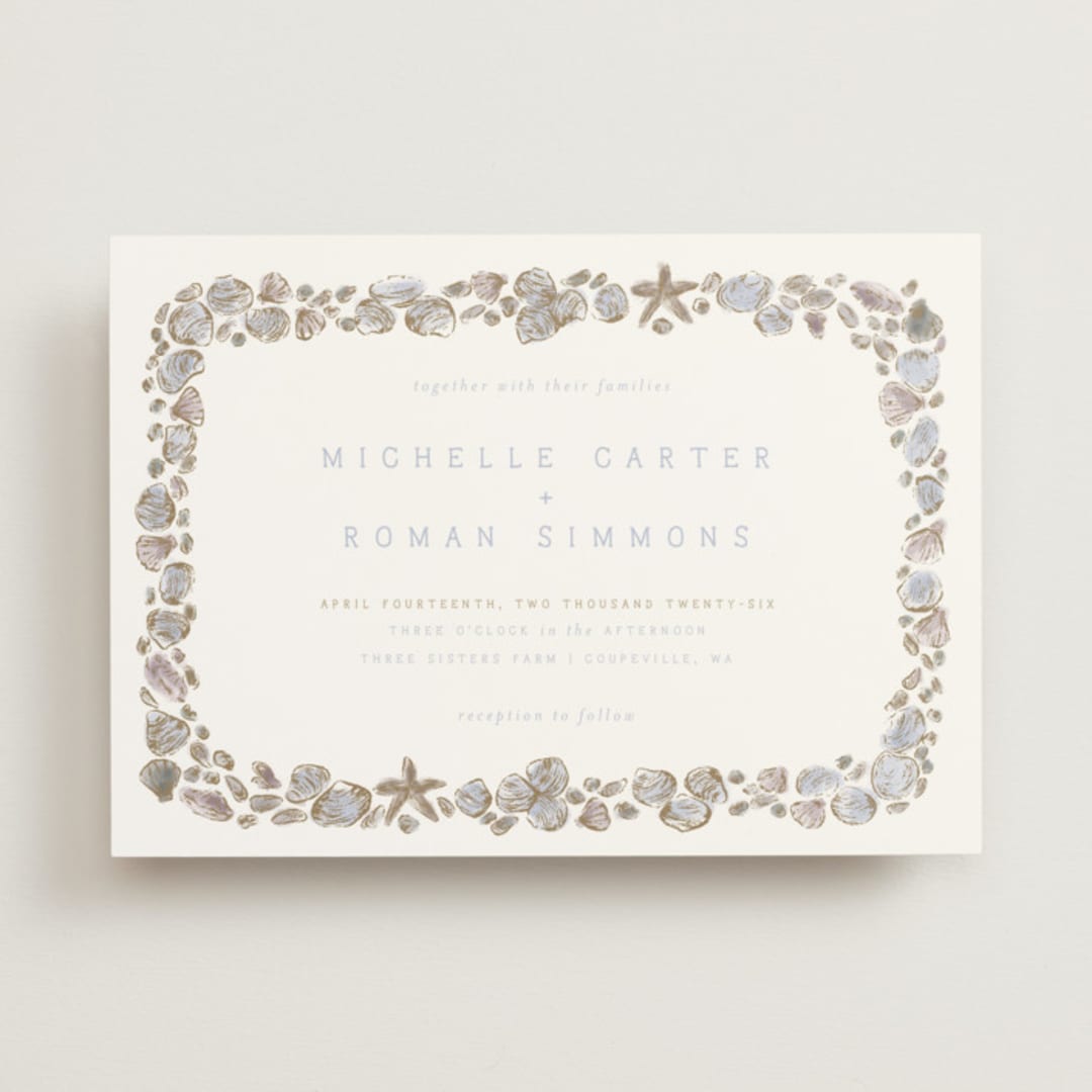 "Rocky Seaside Frame" - Wedding Invitations in Ocean by Shiny Penny Studio - Front