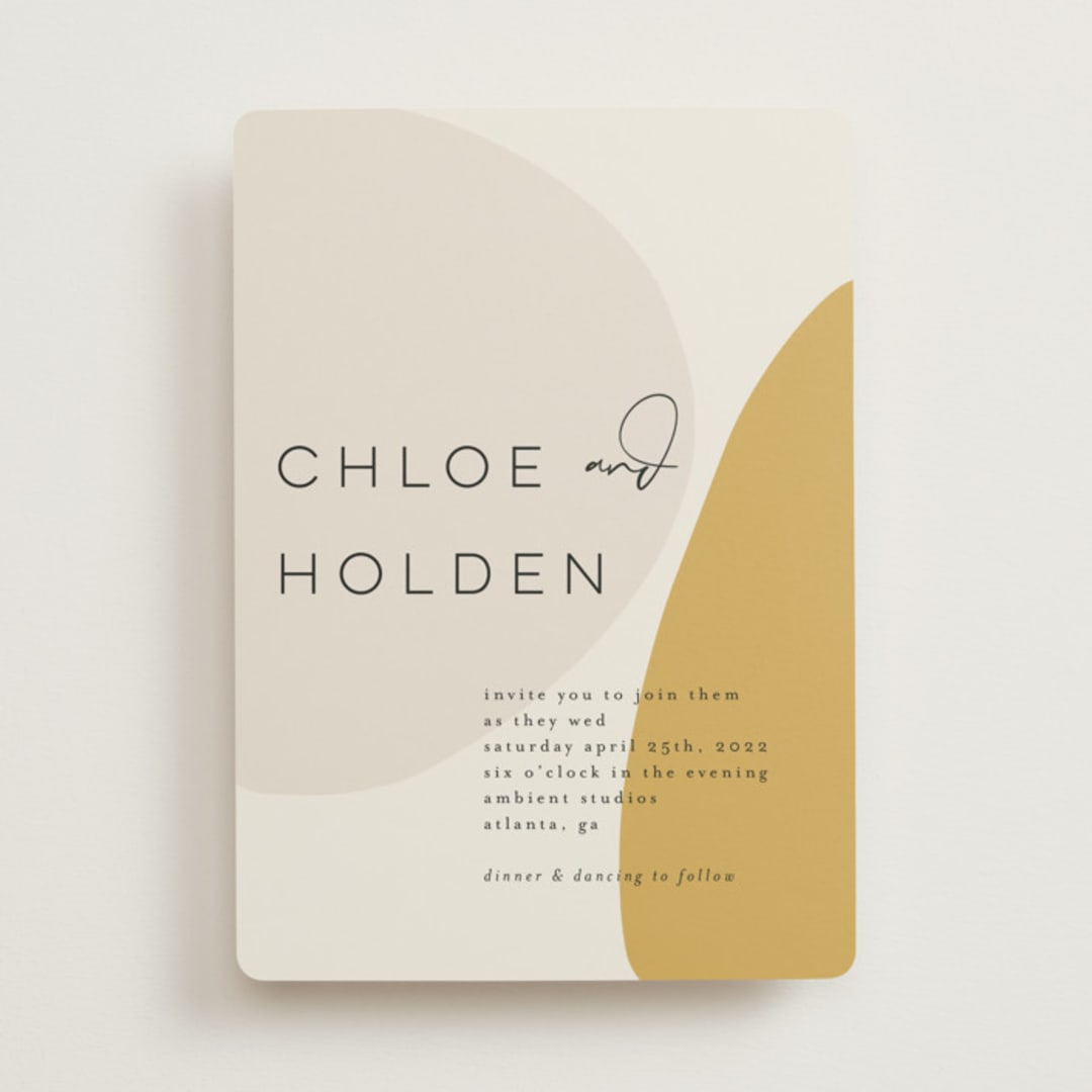 "Organic shapes" - Wedding Invitations in Mustard by Morgan Kendall - Front