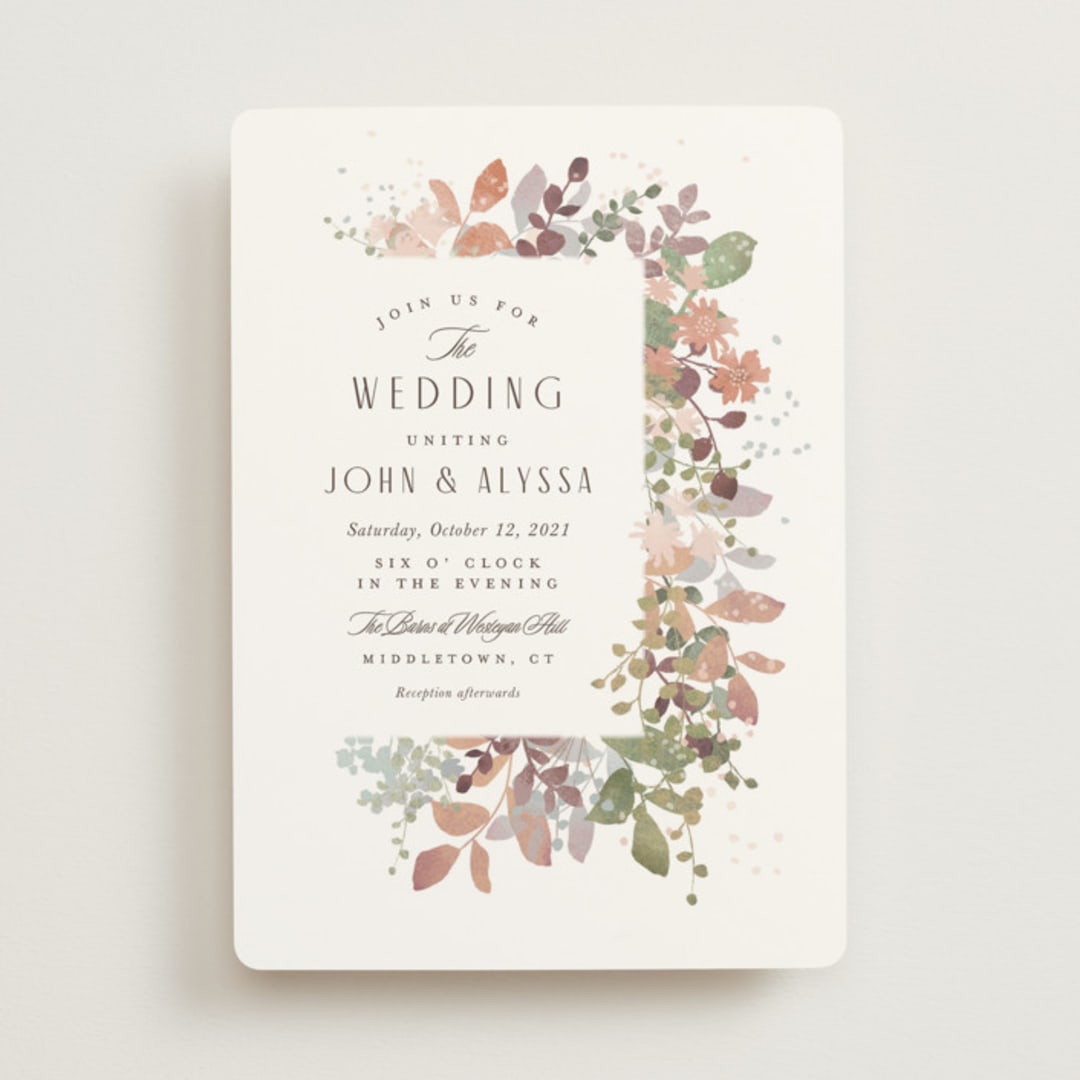 "Wesleyan Hill" - Wedding Invitations in Wildflower by Jennifer Wick - Front