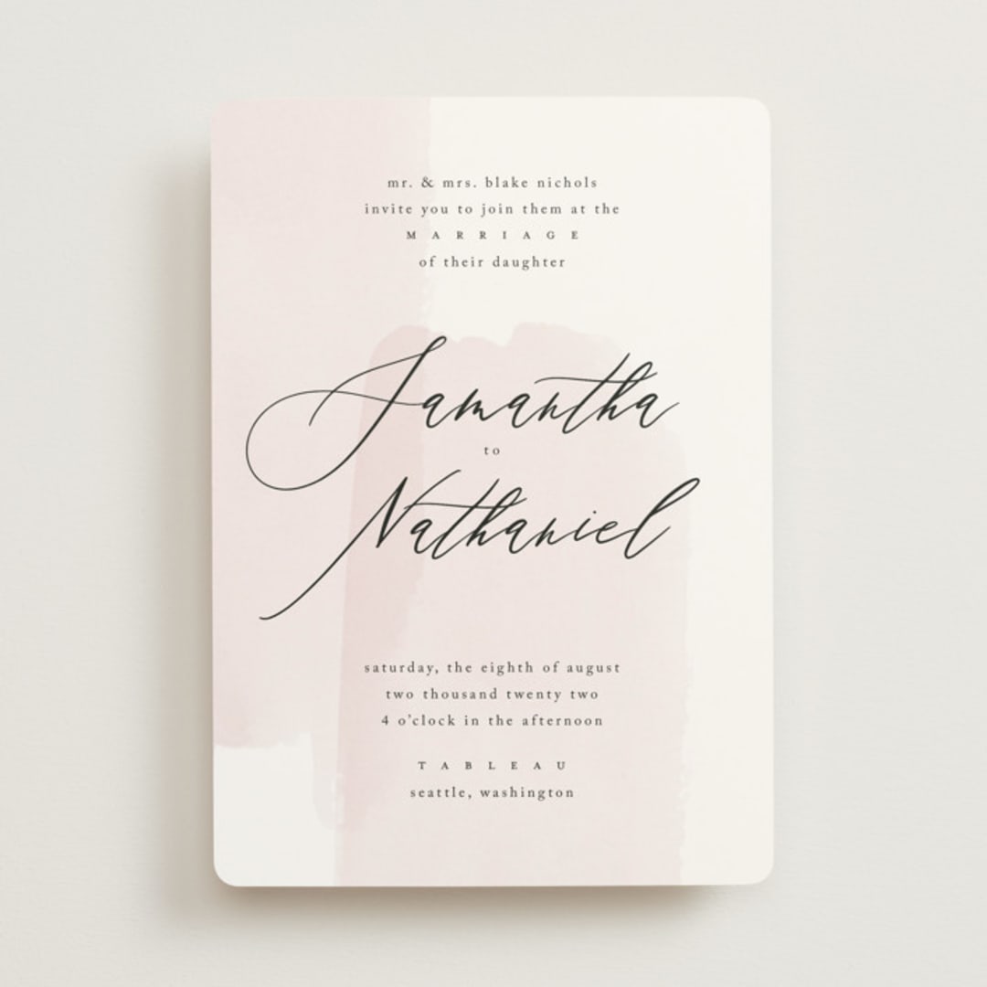 "Painterly" - Wedding Invitations in Blush by Kelly Schmidt - Front