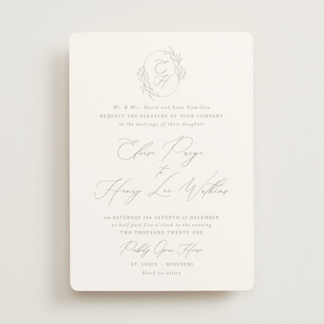 "Essential" - Wedding Invitations in Mist by Design Lotus - Front
