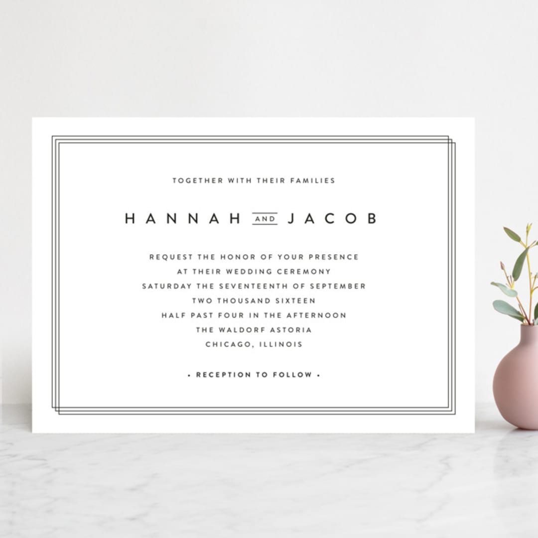 "Elegantly Framed" - Wedding Invitations in Blanc by Stacey Meacham - Front