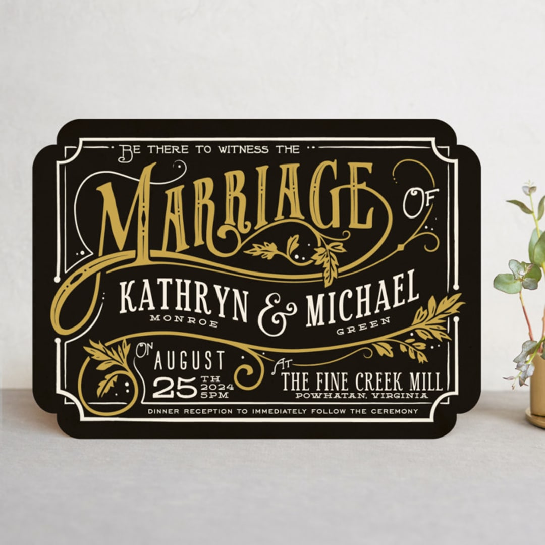 "Inked" - Wedding Invitations in Honey Bee by GeekInk Design - Front