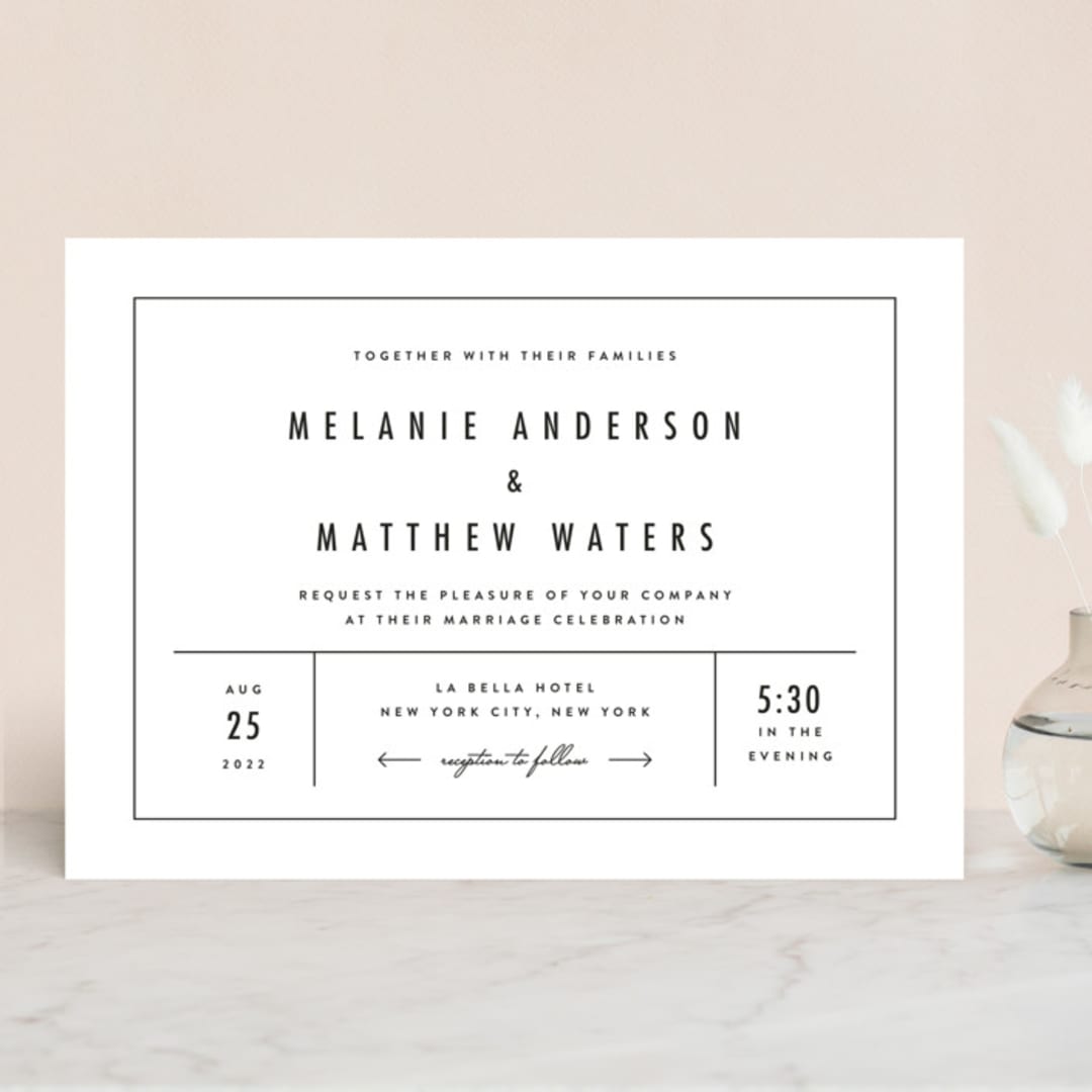 "Between the Lines" - Wedding Invitations in Blazer by Fine and Dandy Paperie - Front
