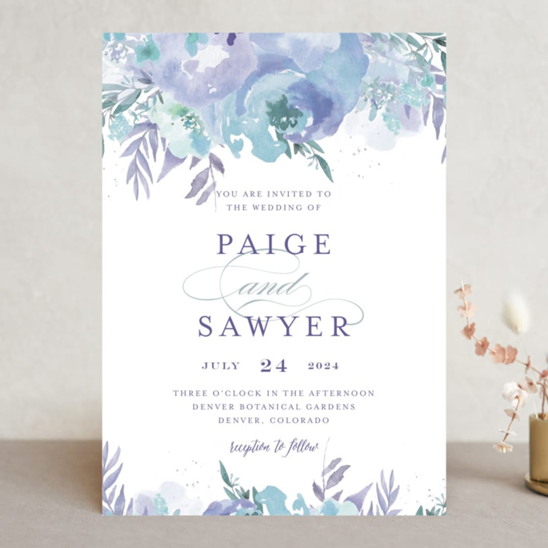 "Big Blooms" - Wedding Invitations in Dew by Grace Kreinbrink - Front