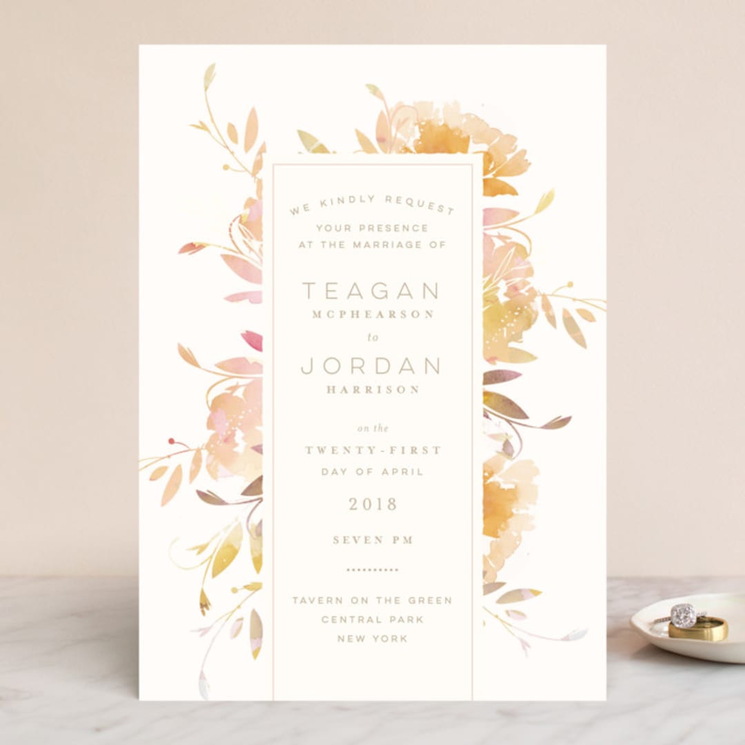 "Garden" - Wedding Invitations in Peach by Lori Wemple - Front