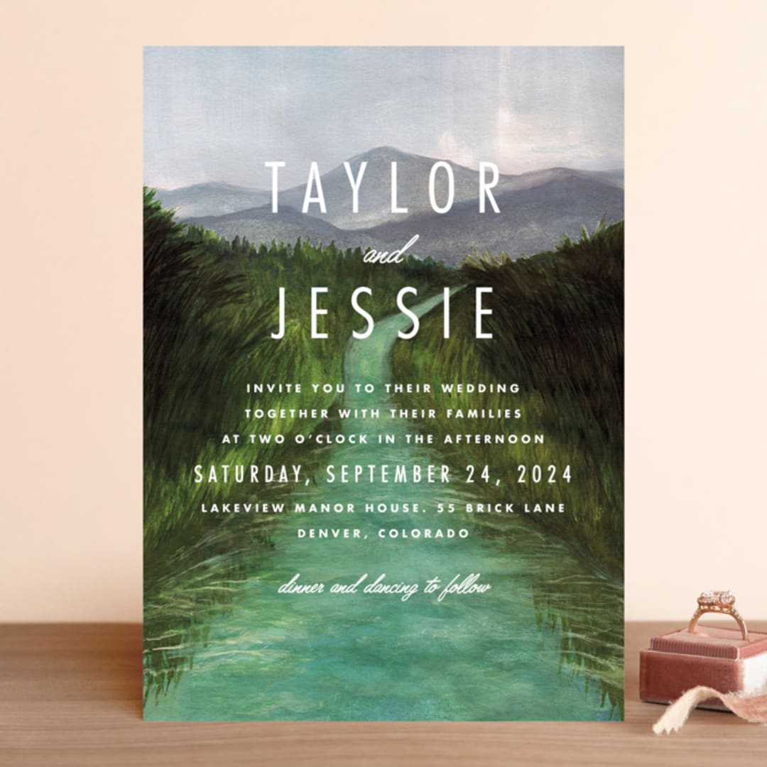 "Adventure Begins" - Wedding Invitations in Forest by Elly - Front