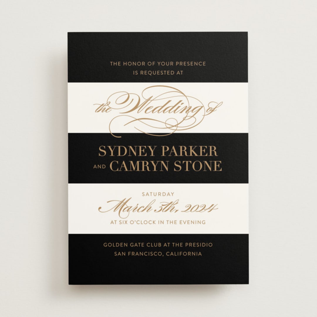 "Fashion District" - Wedding Invitations in Black Tie by Jill Means - Front