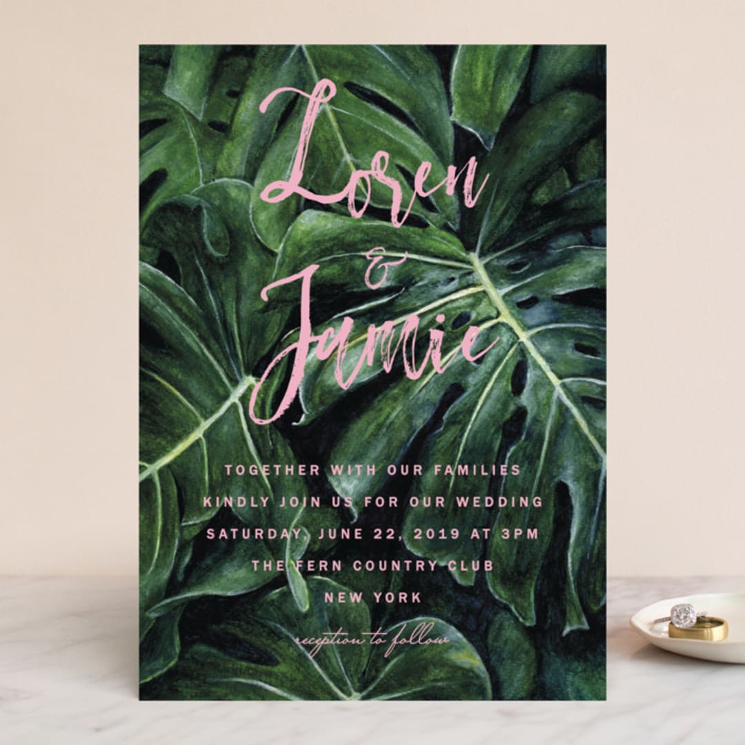 "Paradise" - Wedding Invitations in Carnation by Elly - Front