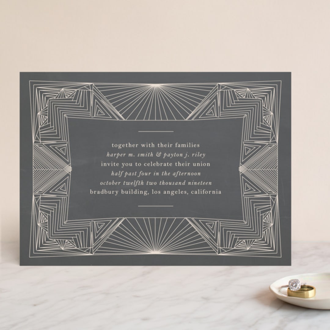"Art Deco Frame" - Wedding Invitations in Coal by Caitlin Mac - Front