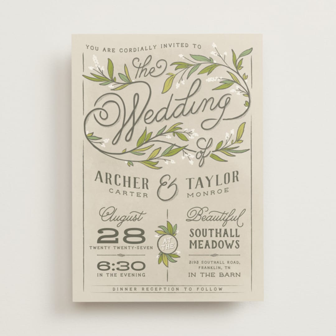 "Rustic Love" - Wedding Invitations in Parchment by GeekInk Design - Front