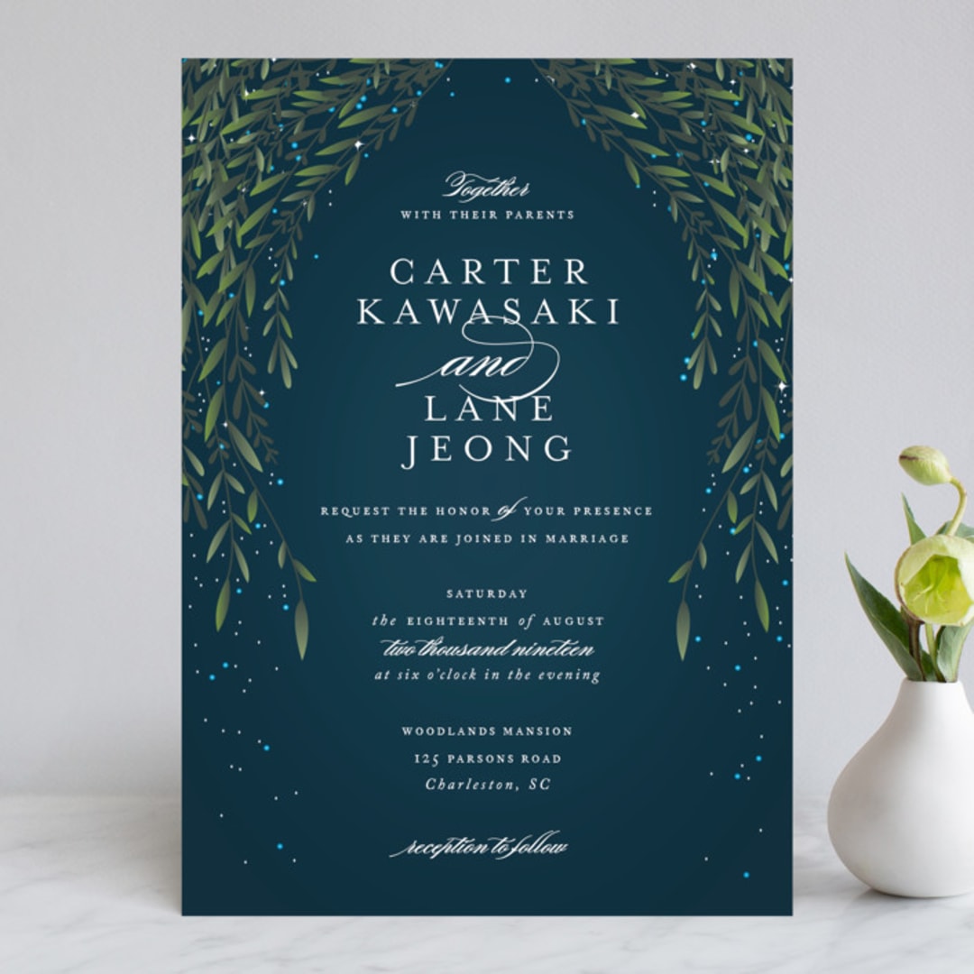 "Dreamkeeper" - Wedding Invitations in Midnight by Jennifer Postorino - Front