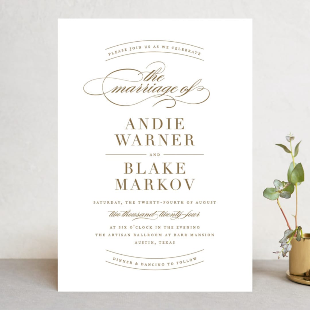"divine" - Wedding Invitations in Gilded Gold by Jennifer Postorino - Front