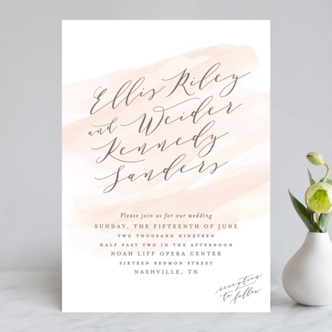 "Sophisticated script" - Wedding Invitations in Blush by Hooray Creative - Front