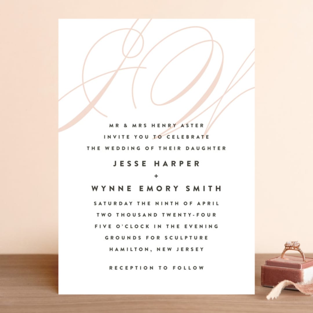 "Twirl Monogram A" - Wedding Invitations in Blush by Ariel Rutland - Front