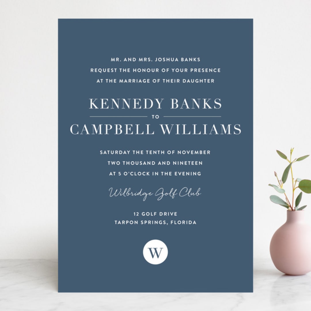 "Wedding Stamp" - Wedding Invitations in Navy by Kasia Labocki - Front