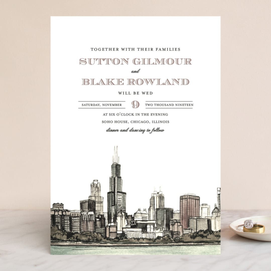 "Windy City" - Wedding Invitations in Antique by Turner de Feria - Front