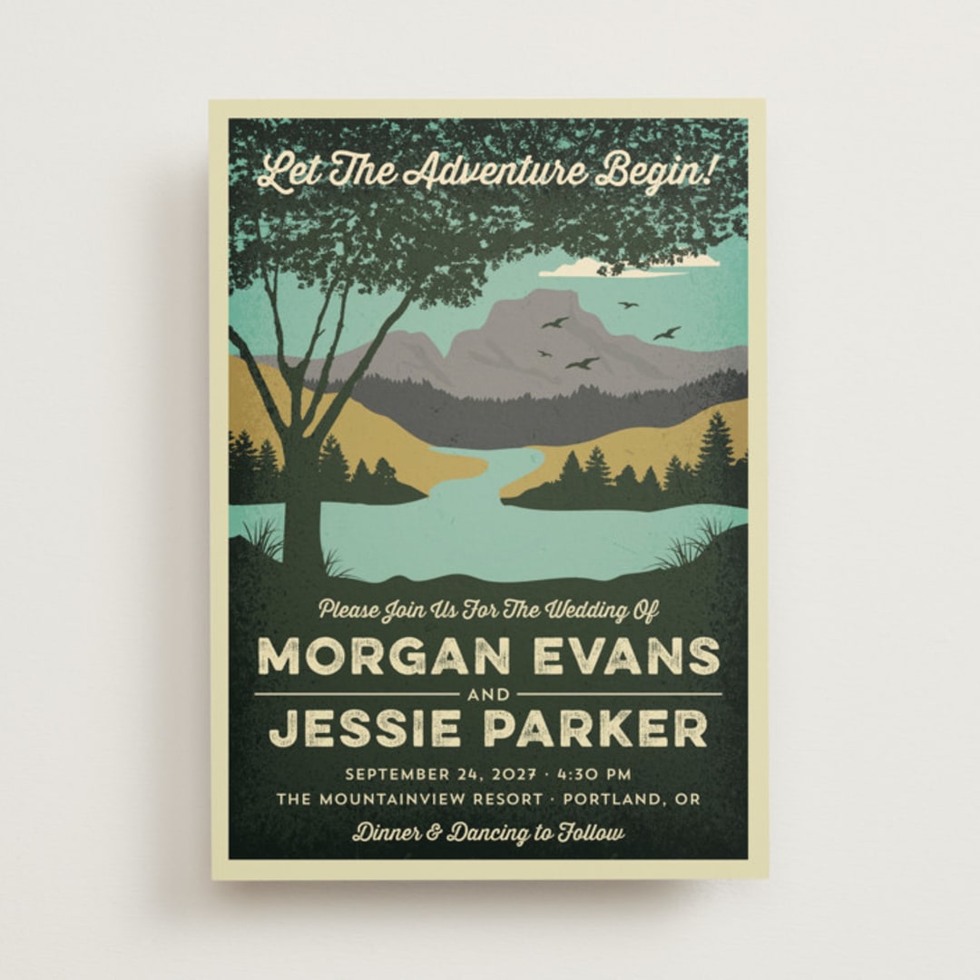 "Mountain View" - Wedding Invitations in Forest by Nam Bourassa - Front