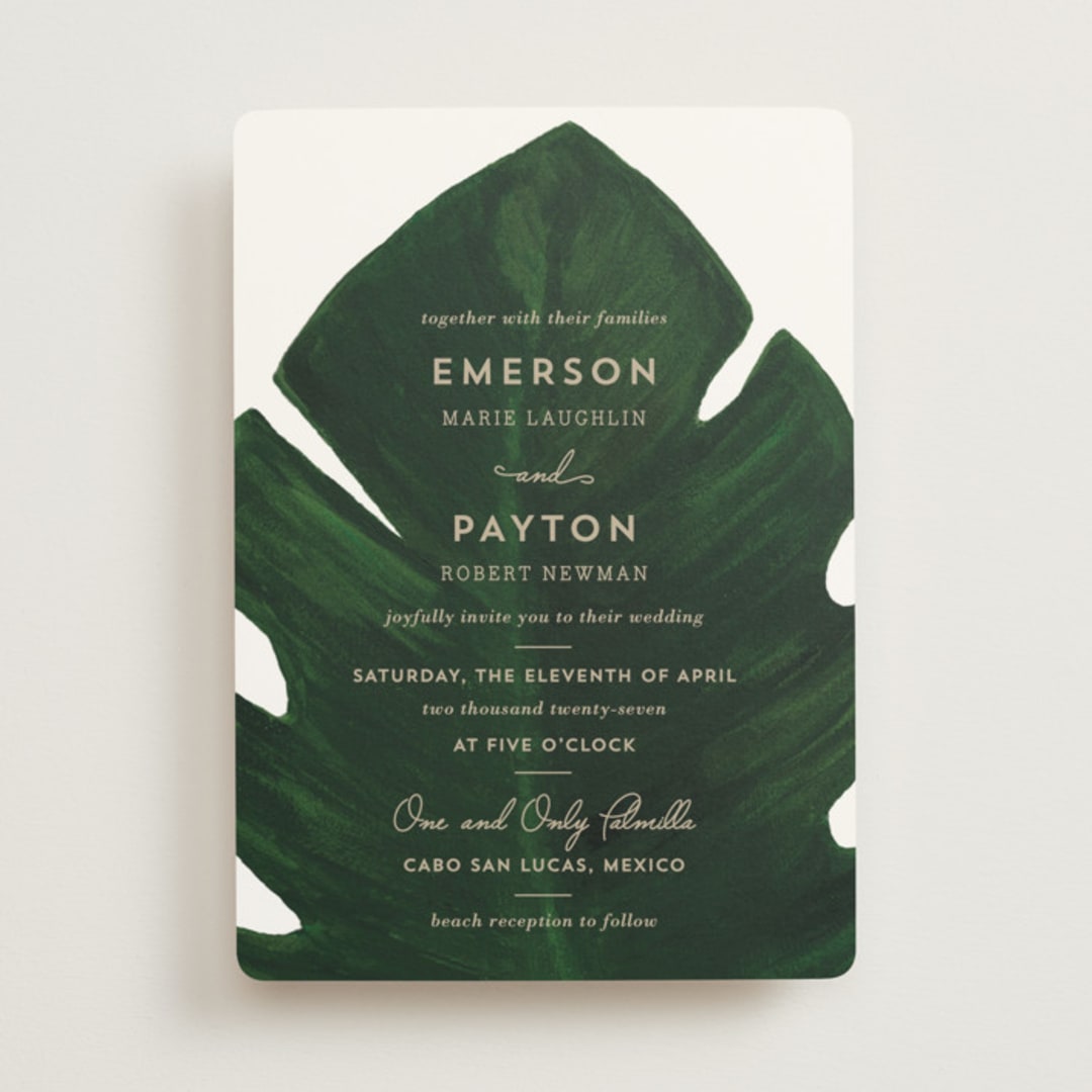 "Palm" - Wedding Invitations in Classic Palm by Kaydi Bishop - Front
