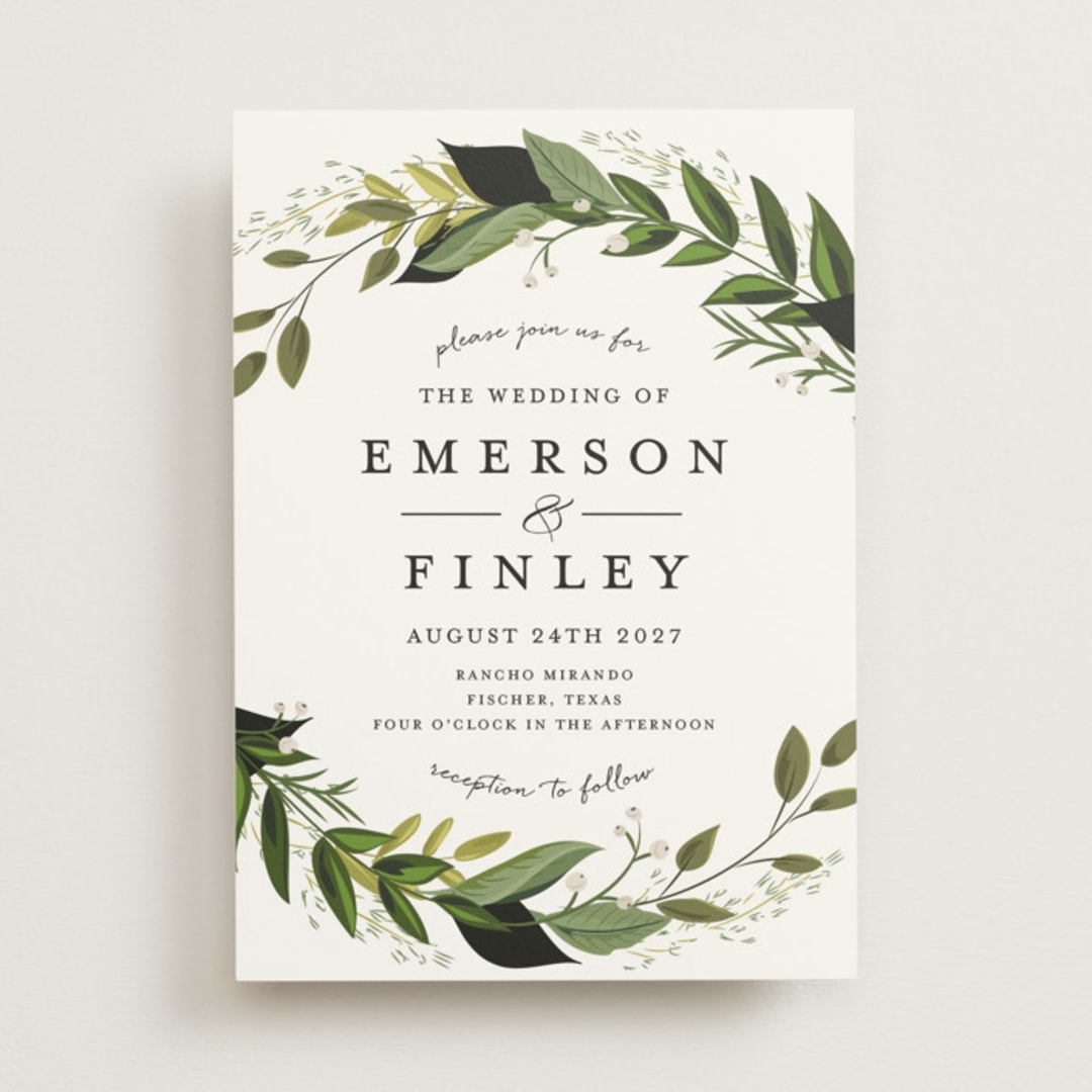"Vines of Green" - Wedding Invitations in Fern by Susan Moyal - Front