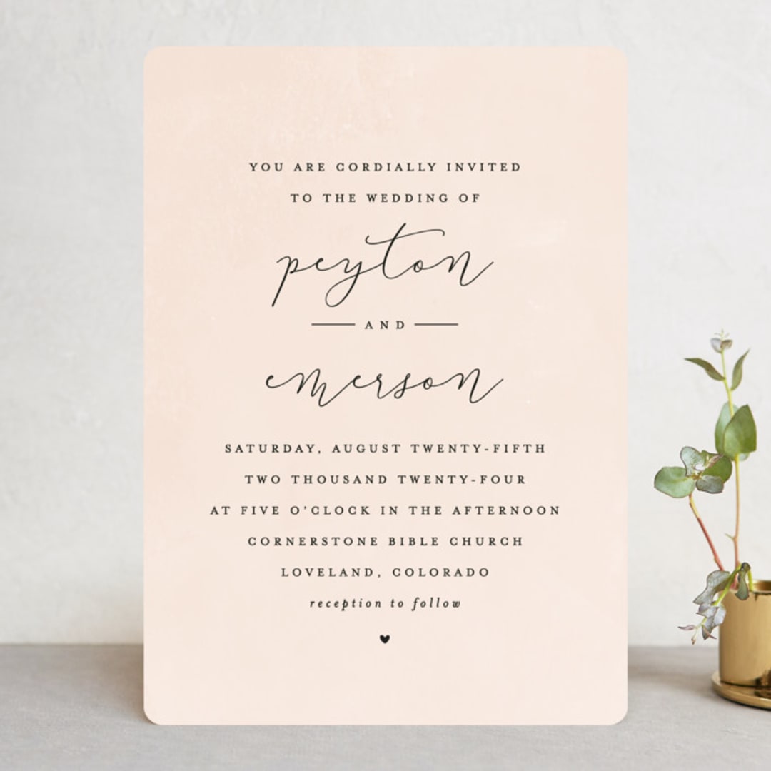 "Simply Perfect" - Wedding Invitations in Blush by Brianne Larsen - Front