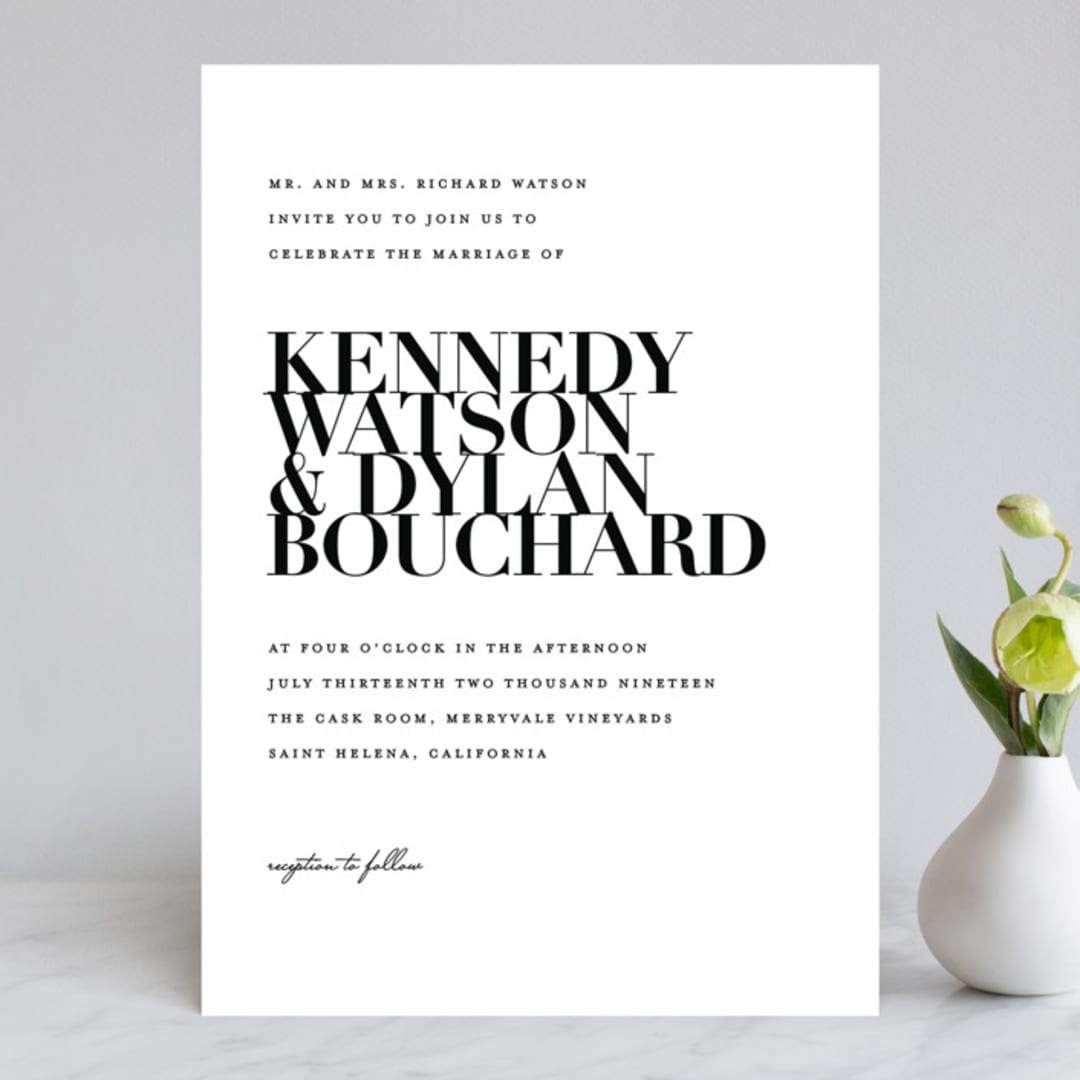 "The Minimalist" - Wedding Invitations in Pearl by Kelly Schmidt - Front