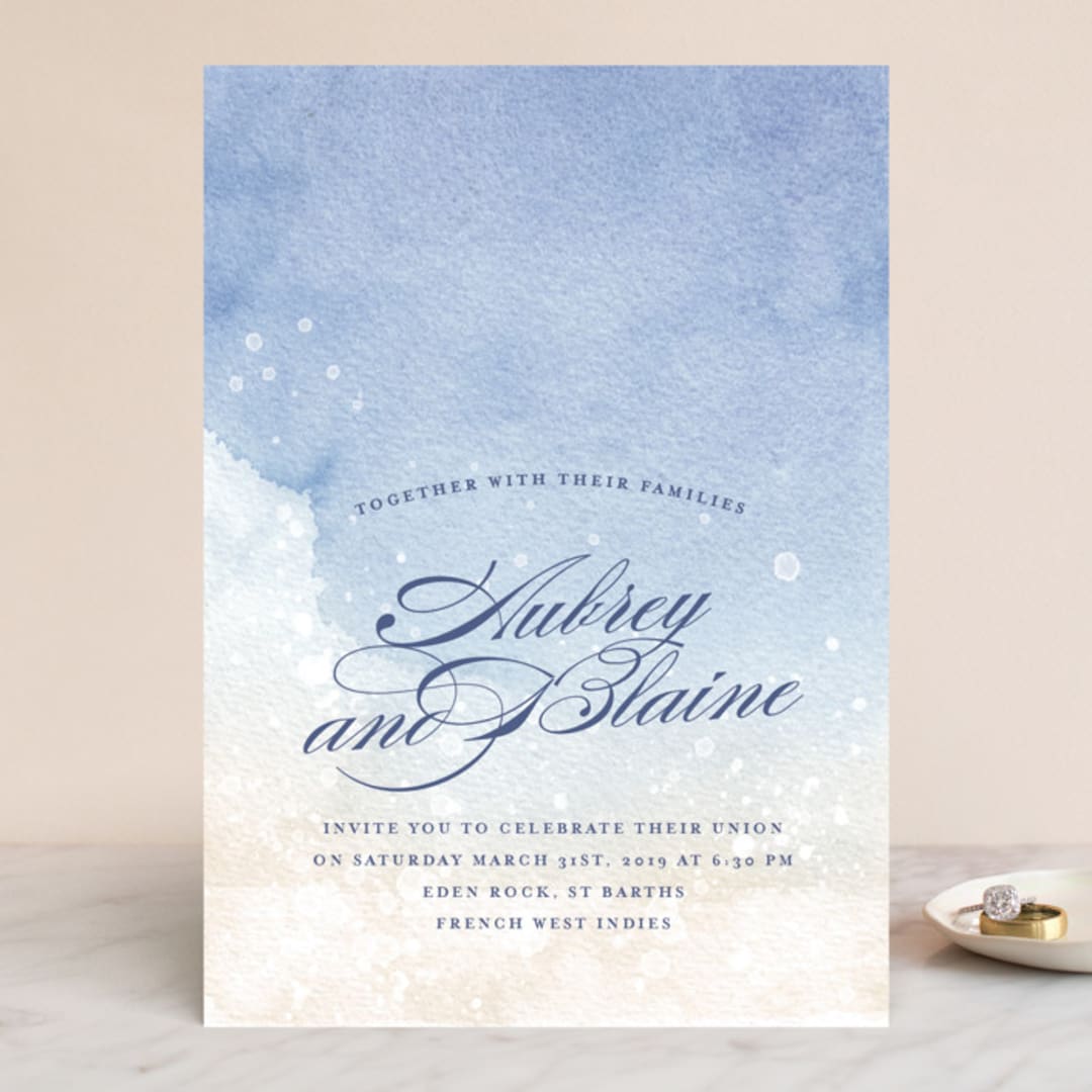 "Beachy" - Wedding Invitations in Ocean by Rebecca Daublin - Front
