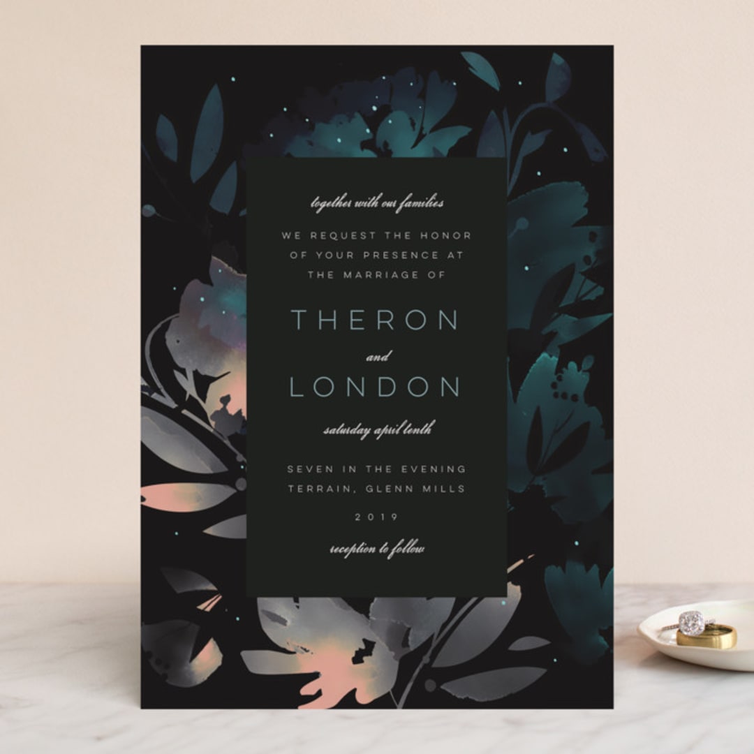 "Midnight Garden" - Wedding Invitations in Midnight by Lori Wemple - Front