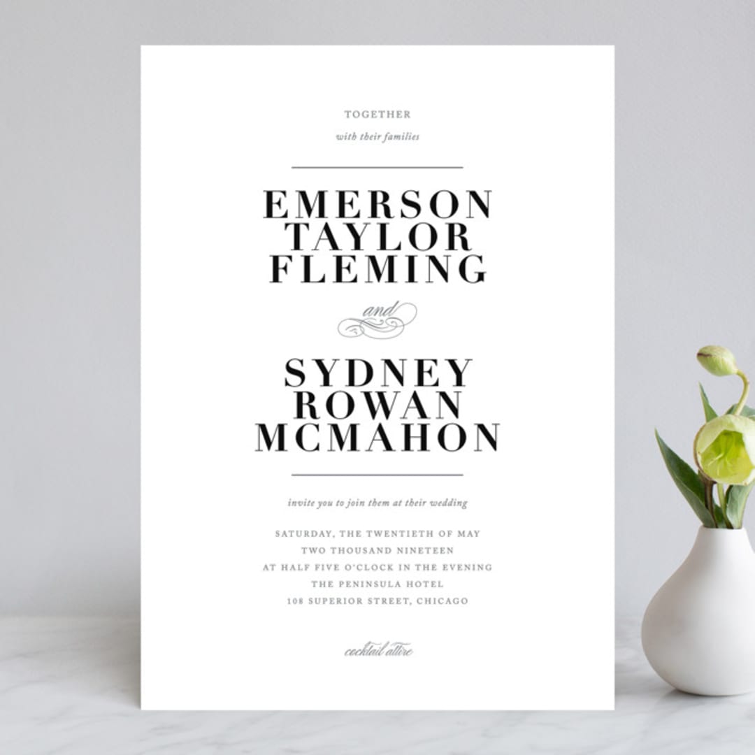"Semiformal" - Wedding Invitations in Pebble by Kimberly FitzSimons - Front