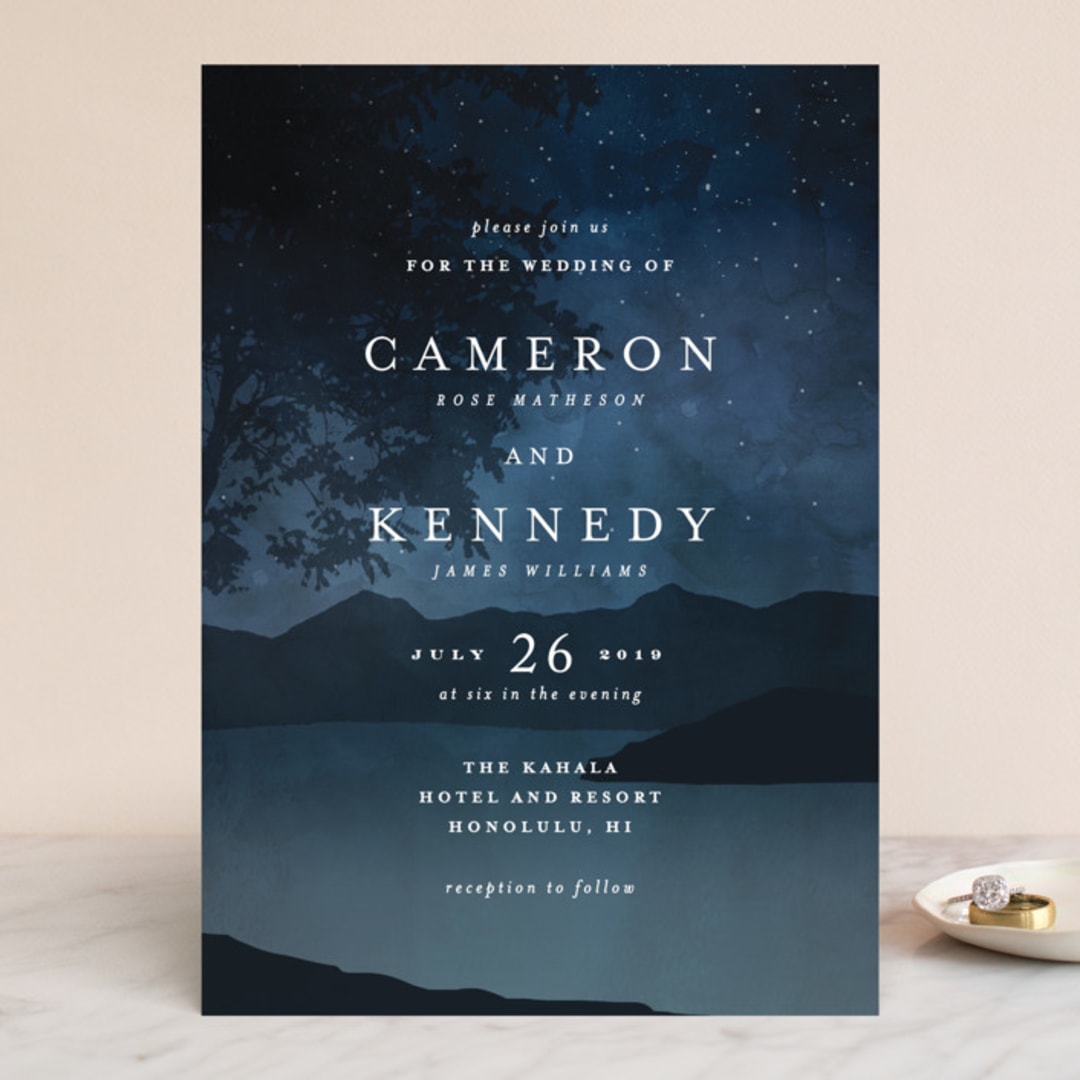 "Coastal Nights" - Wedding Invitations in Midnight by Kelly Schmidt - Front