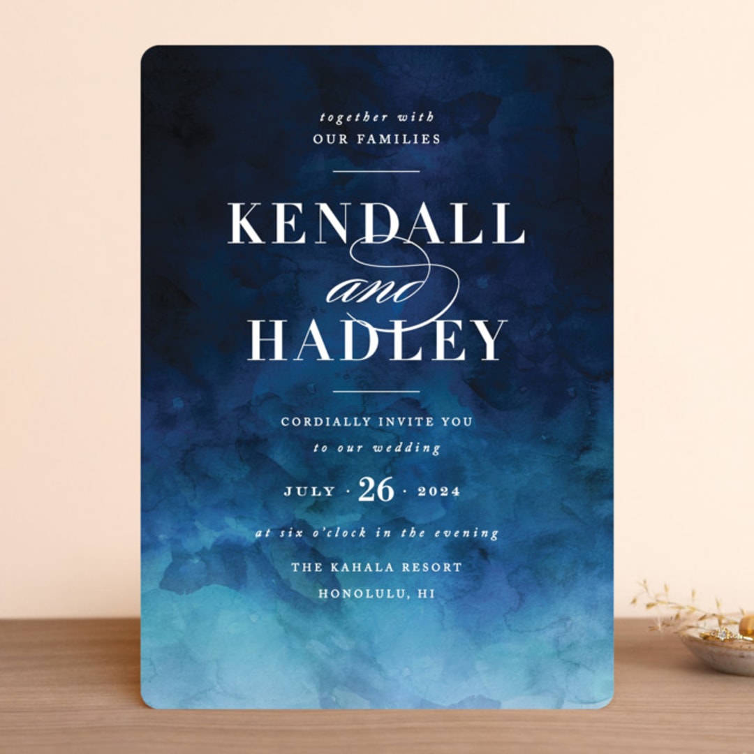 "Indigo Sea" - Wedding Invitations in Ocean by Kelly Schmidt - Front